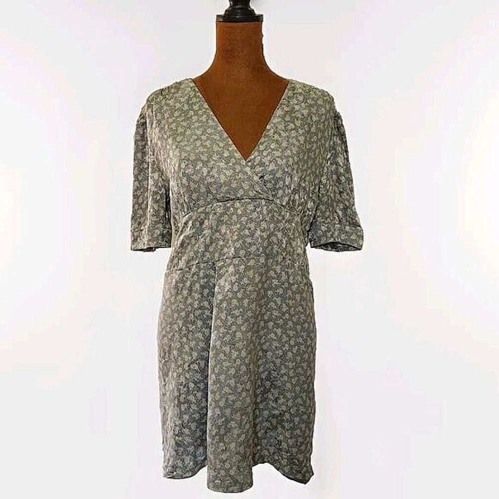 Vintage 80s MayeeLok Dress Short Sleeve Floral Butterfly Silk Lined Size M Paris